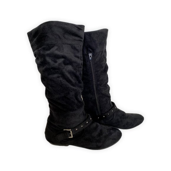 Women’s Black Mid-Calf Suede Boots Sizes 7 - Picture 5 of 7